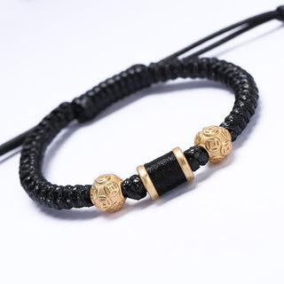 Buddha Gift 999 Sterling Silver Copper Coin Bead Copper Balance Braided String Bracelet