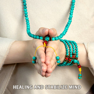 Buddha Gift Tibetan Turquoise Healing Mala Bracelet