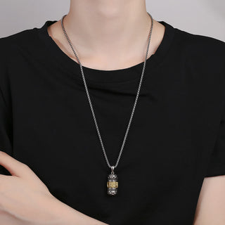 Buddha Gift Tibet Om Mani Padme Hum Carved Wisdom Purity Chain Leather Rope Necklace Pendant