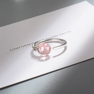 Buddha Gift Pink Crystal Soothing Rotation Ring
