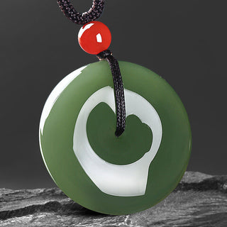 Buddha Gift Natural Round Jade Peace Buckle Prosperity Necklace String Pendant
