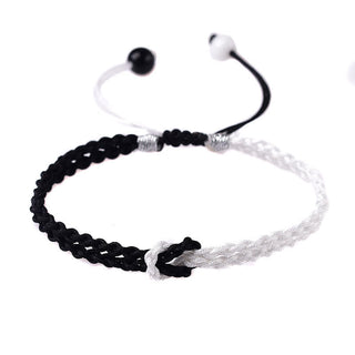 Buddha Gift Handmade Black White Rope Braided Healing Bracelet