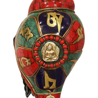 Buddha Gift Tibetan Handmade Shankha Om Mani Padme Hum Buddha Conch Shell Lucky Decoration