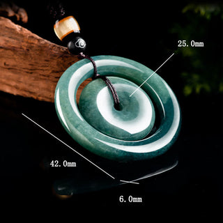 Buddha Gift Natural Round Jade Peace Buckle Luck Prosperity Necklace Pendant
