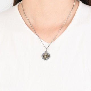Buddha Gift 925 Sterling Silver Double Dorje Vajra Blessing Necklace Pendant