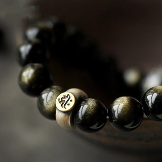 Buddha Gift Chinese Zodiac Natal Buddha Obsidian Purification Bracelet