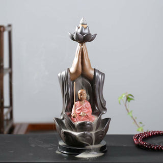 Buddha Gift Buddha Avalokitesvara Chenrezig Ksitigarbha Ceramic Lotus Blessing Backflow Incense Burner