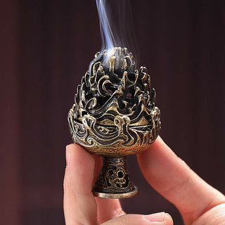 Buddha Gift Tibetan Mini Mountain Pattern Meditation Copper Alloy Incense Burner