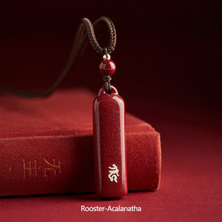 Buddha Gift Chinese Zodiac Natal Buddha Cinnabar Amulet Protection String Necklace Pendant