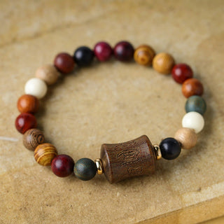 Buddha Gift Tibet Multicolored Sandalwood Om Mani Padme Hum Protection Bracelet