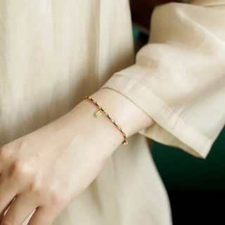 Buddha Gift Auspicious Fu Character Peace And Joy Luck Handmade Multicolored Child Adult Bracelet