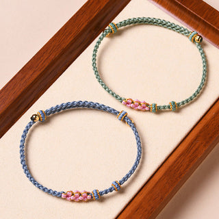 Buddha Gift Handmade Peach Blossom Protection Braided Rope Bracelet