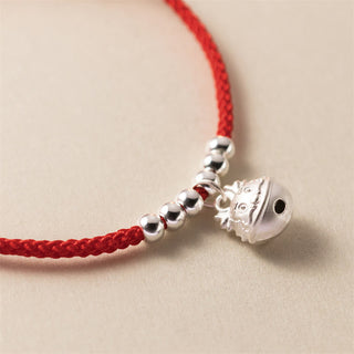 Buddha Gift Year of the Dragon 925 Sterling Silver Handmade Dragon Carved Success Braided Red Bracelet
