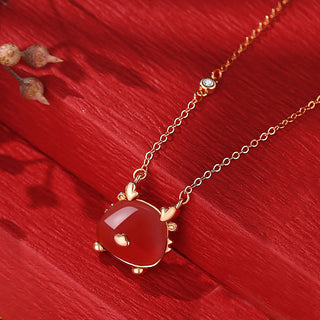 Buddha Gift 925 Sterling Silver Year of the Dragon Natural Hetian Jade Red Agate Cute Dragon Protection Success Bracelet Necklace Pendant Earrings