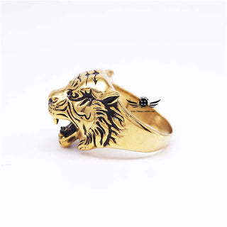 Buddha Gift Men's Animal Tiger Head Titanium Steel Balance Calm Punk Rock Biker Ring