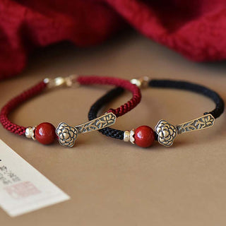 Buddha Gift 925 Sterling Silver Cinnabar Blessing String Bracelet