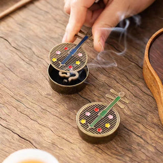 Buddha Gift Small Mini Gourd Fan Pipa Copper Alloy Incense Burner Decoration With Incense