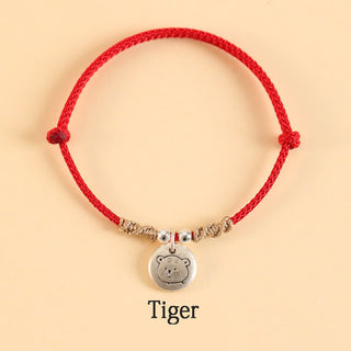 Buddha Gift Handmade 999 Sterling Silver Year of the Dragon Cute Chinese Zodiac Luck Braided Bracelet