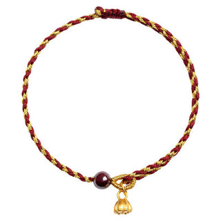 Buddha Gift Handcrafted Red Gold Rope Lotus Peace And Joy Charm Braid Bracelet