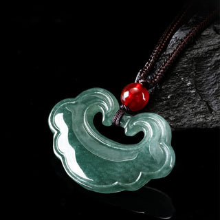 Buddha Gift Natural Green Jade Chinese Lock Charm Luck Necklace Pendant
