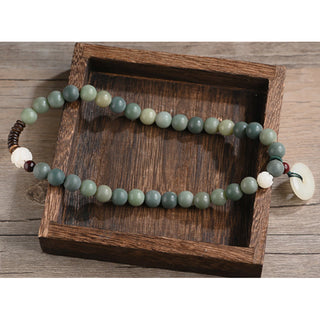 Buddha Gift Cyan Bodhi Seed Lotus Jade Peace Buckle Wisdom Double Wrap Bracelet