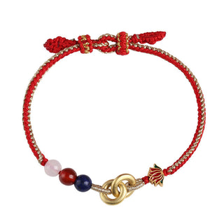 Buddha Gift 925 Sterling Silver Double Peace Buckle Lotus Auspicious Bracelet