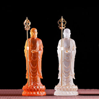 Buddha Gift Handmade Ksitigarbha Bodhisattva Figurine Liuli Crystal Art Piece Serenity Statue Home Decoration