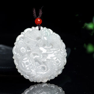 Buddha Gift White Jade Dragon Protection Necklace String Pendant