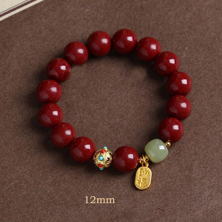 Buddha Gift Cinnabar Green Aventurine Fortune Protection Charm Bracelet
