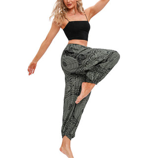 Buddha Gift Casual Loose Round Rose Pattern Harem Trousers Women's Yoga Pants