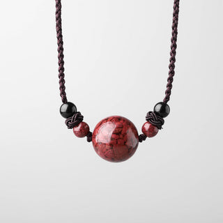 Buddha Gift Natural Cinnabar Stones Bead Blessing Necklace Pendant