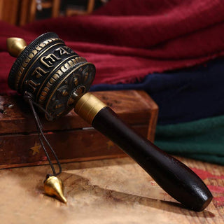 Buddha Gift Tibetan Prayer Wheel Six True Words Copper Meditation Decoration