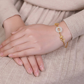 Buddha Gift White Jade Koi Fish Prosperity Bracelet