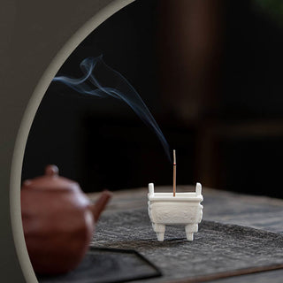 Buddha Gift Prosperous Dragon Double Lion Ears Pattern Healing Ceramic Incense Burner Decoration