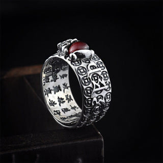 Buddha Gift FengShui PiXiu Red Garnet Wealth Ring
