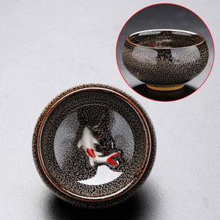 Buddha Gift Small Koi Fish Kiln Change Chinese Jianzhan Ceramic Teacup Kung Fu Tea Cup 60ml
