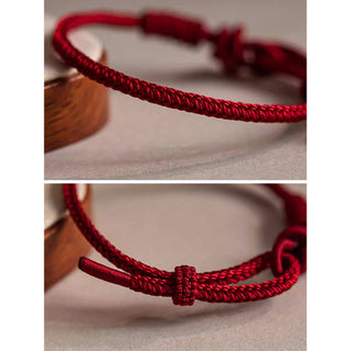 Buddha Gift Handmade Eight Thread Peace Knot Fu Character Charm Luck Happiness Red Rope Bracelet