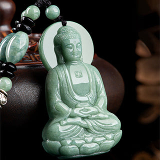 Buddha Gift Amitabha Buddha Jade Amulet Compassion String Necklace