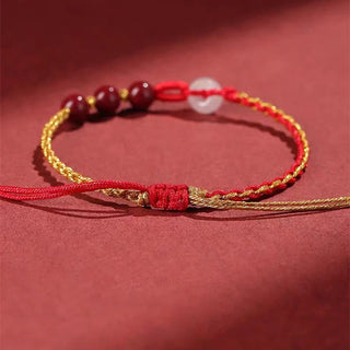 Buddha Gift Natural Cinnabar Jade Peace Buckle Blessing Bracelet