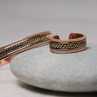 Buddha Gift Magnetic Copper Balance Adjustable Cuff Bracelet Bangle Ring