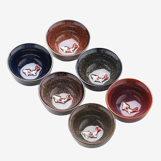 Buddha Gift Small Koi Fish Kiln Change Chinese Jianzhan Ceramic Teacup Kung Fu Tea Cup 60ml