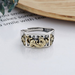 Buddha Gift 925 Sterling Silver PiXiu Luck Wealth Adjustable Ring