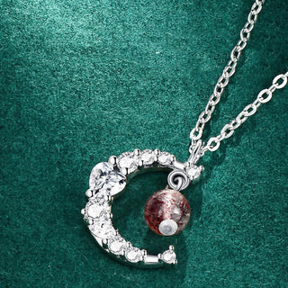 Buddha Gift Strawberry Quartz Blue Crystal Love Healing Necklace