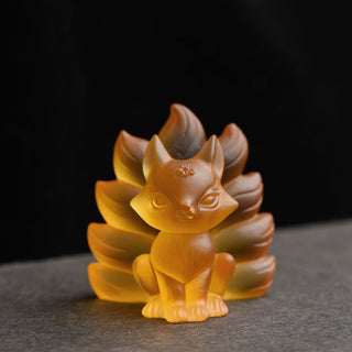 Buddha Gift Small Nine Tailed Fox Success Strength Home Figurine Decoration
