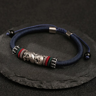 Buddha Gift Handmade 925 Sterling Silver Year Of The Dragon Auspicious Dragon Luck Rope Bracelet