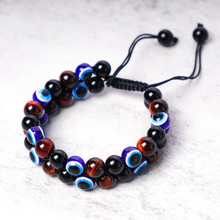 Buddha Gift Evil Eye Hematite Tiger Eye Protection Beaded Bracelet