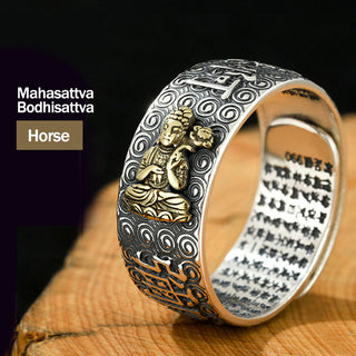 Buddha Gift Chinese Zodiac Natal Buddha Wealth Luck Adjustable Ring