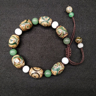 Buddha Gift Tibetan Three-eyed Dzi Bead Luck Protection Braided Bracelet