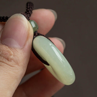 Buddha Gift Natural Round Jade Peace Buckle Luck Prosperity Necklace Pendant