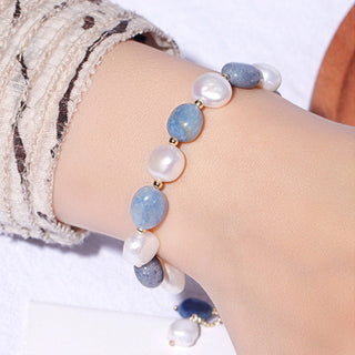 Buddha Gift Natural Blue Aventurine Crystal Pearl Bead Healing Bracelet